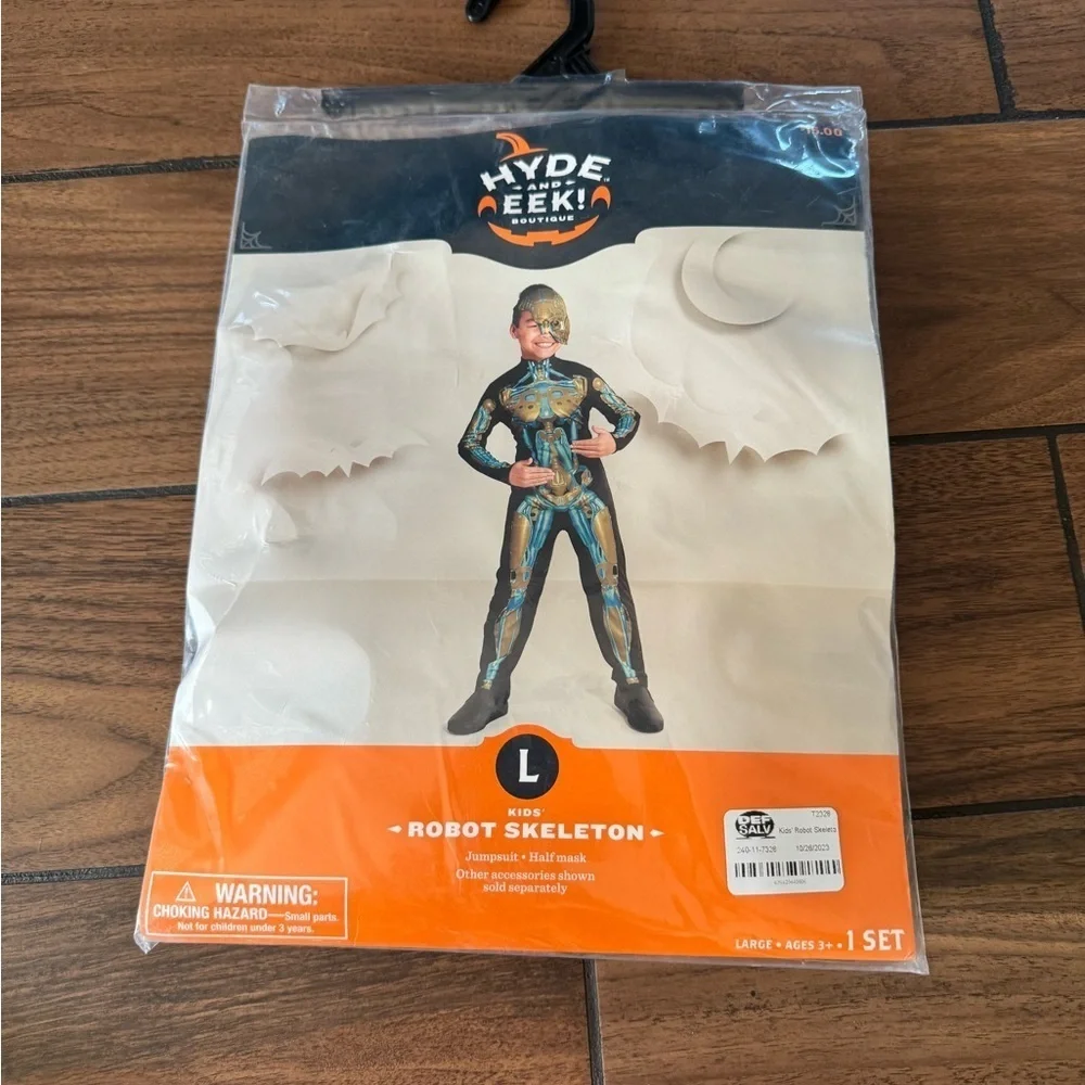 HYDE & EEK kids Robot Skeleton Jumpsuit and half mask size large